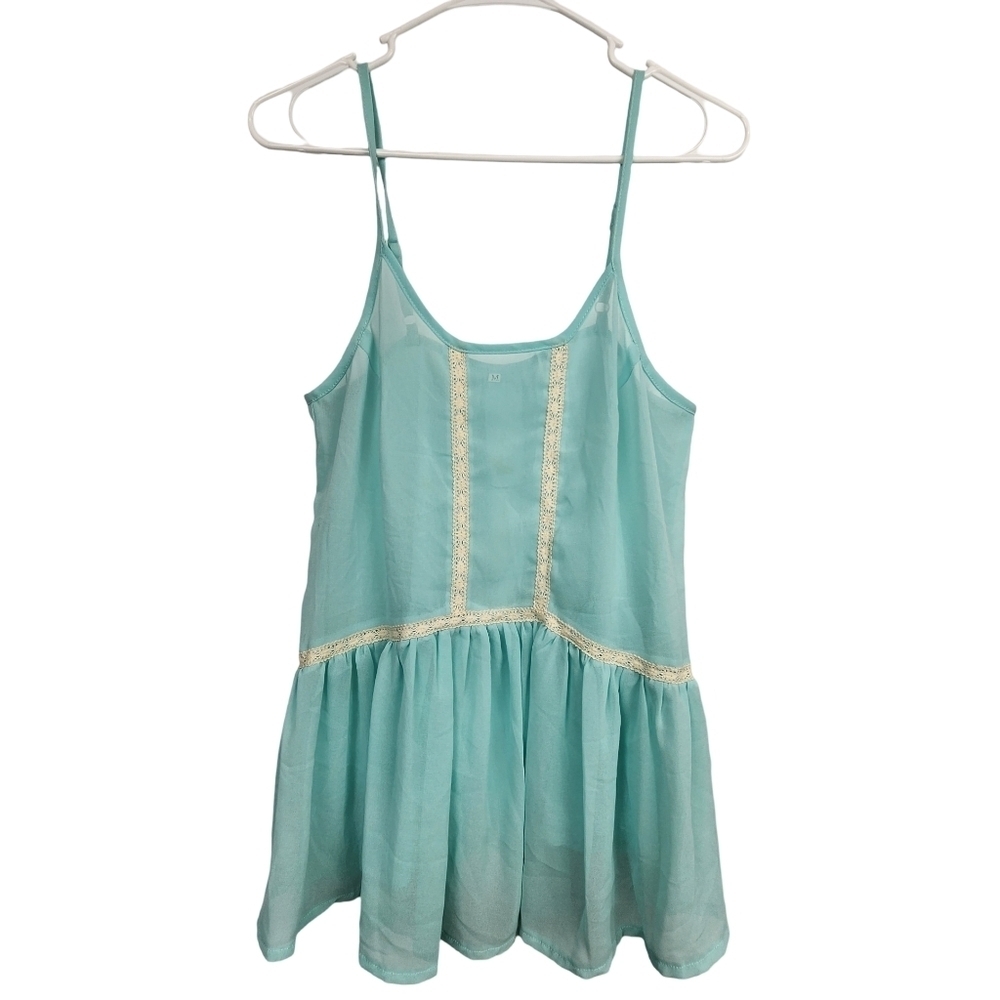 Blue Sheer Coquette Flowy Fairy Top Size Medium